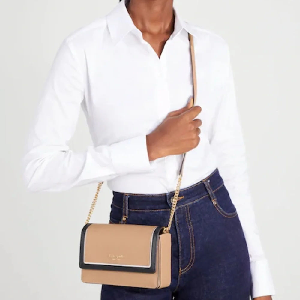 NWT Kate Spade Color-blocked Saffiano Cafe Mocha Crossbody Purse - Picture 4 of 9